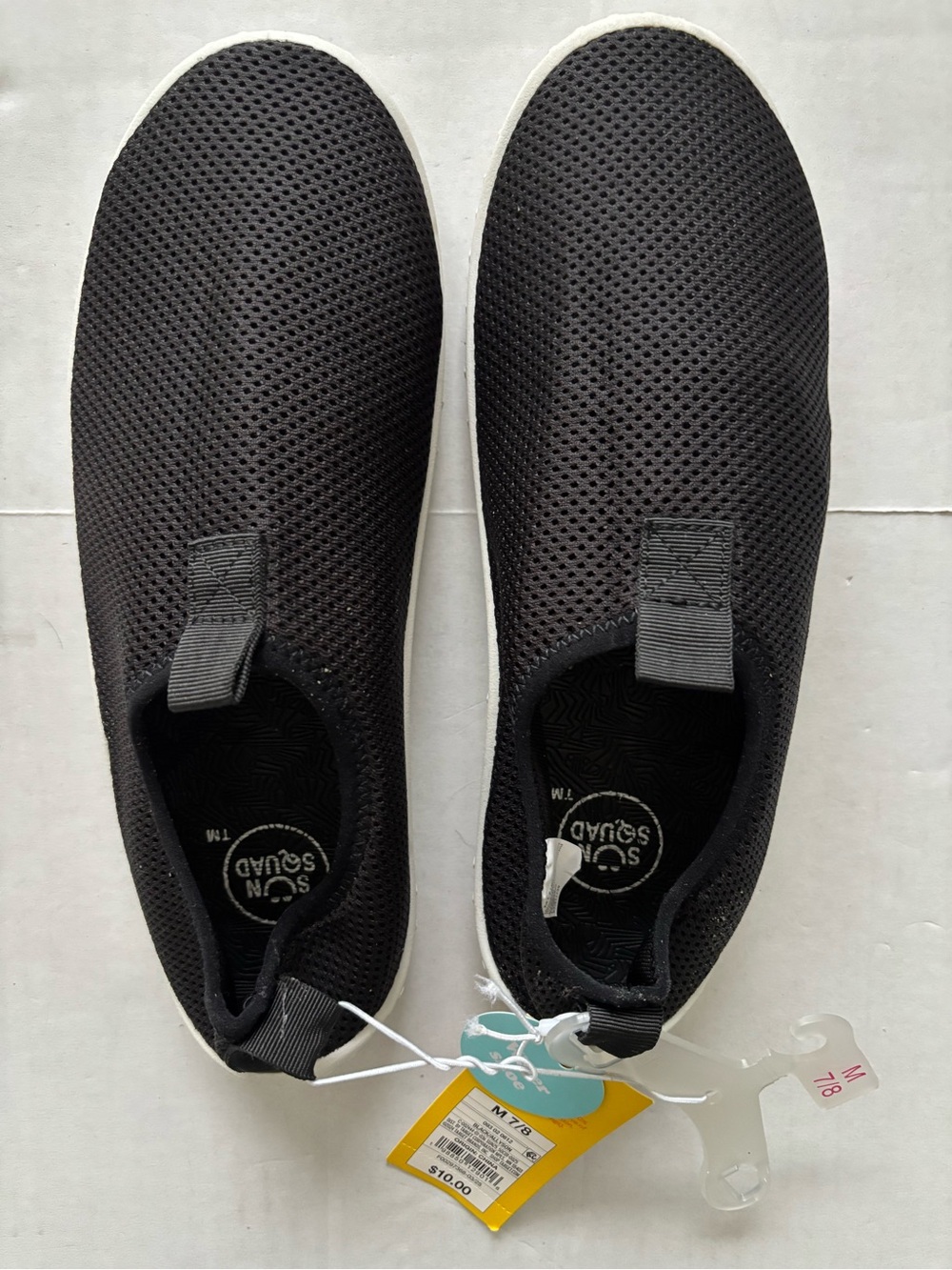 Sun Squad Water Shoes Women's Size 7/8 Slip On Beach Pool Swim Black White NWT